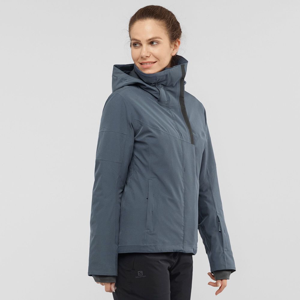 SALOMON SPEED Philippines - Women's Ski Jackets - Grey/Black | 146283-LOS